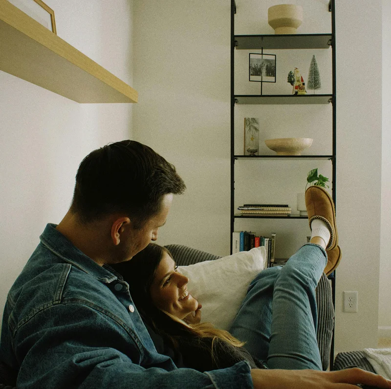 Couple spending time together on the couch